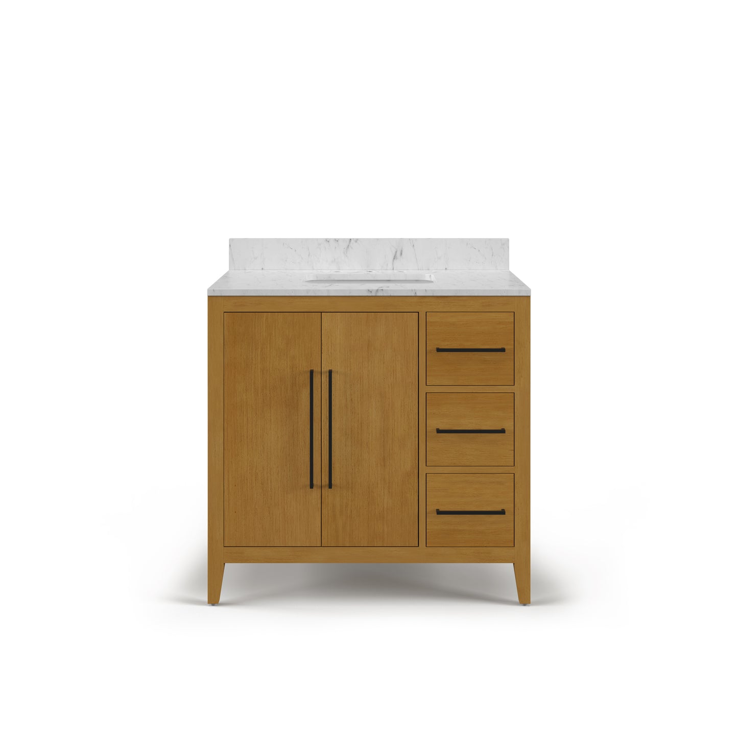 Lusso 36 in. Single Sink Carrara White Engineered Marble Countertop Bath Vanity in Baja Oak